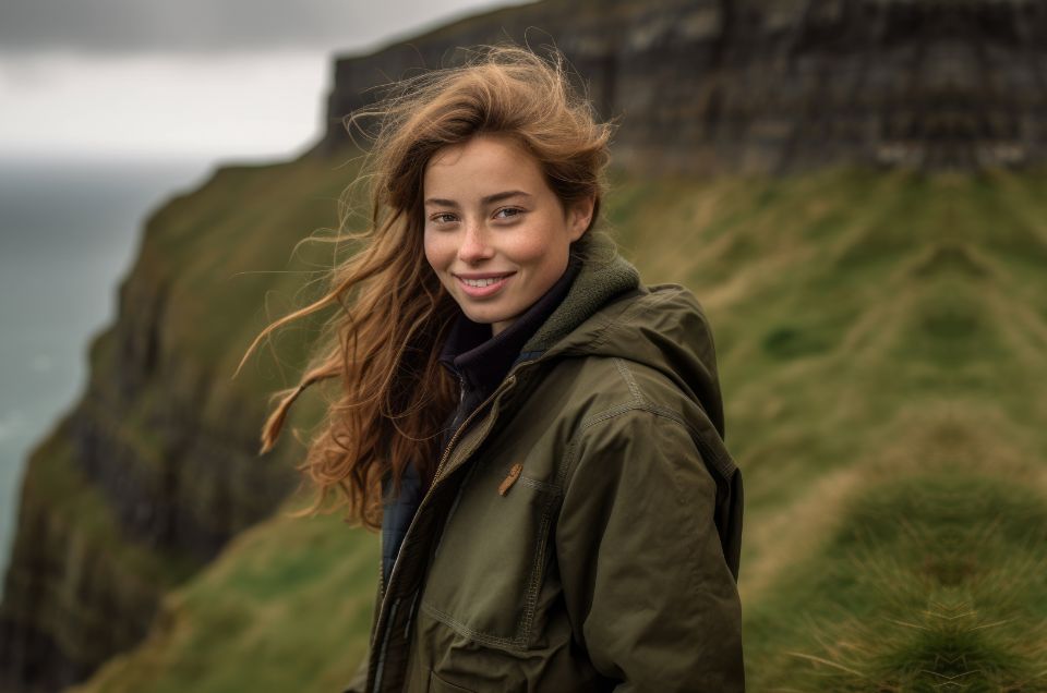 Woman smiling on a mountain